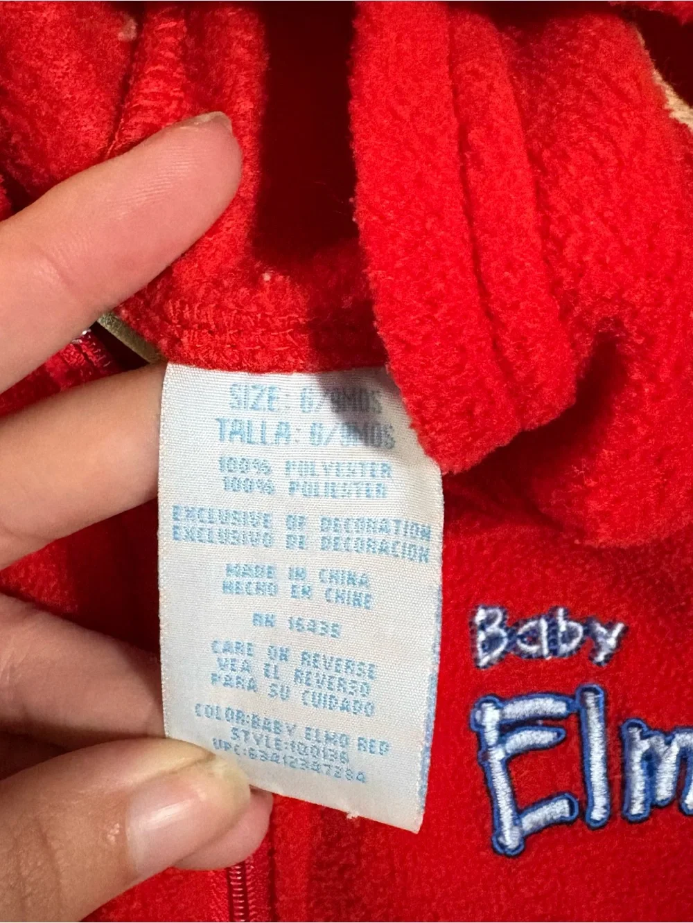Vintage Elmo Hooded Pajamas Bodysuit 6-9 Months Red Fleece Zip Up Sesame Street